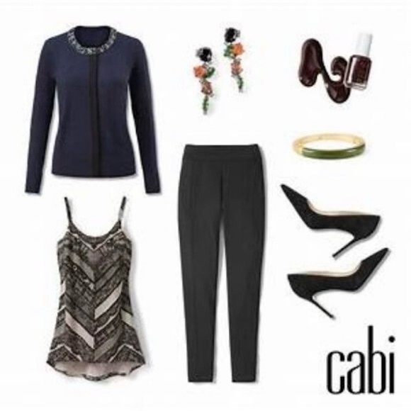 Cabi Style 3304 Formal Cardigan Womens Size S Midnight Blue Long Slv Embellished - Picture 8 of 8